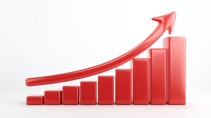 A rising bar chart with an ascending arrow symbolizing financial growth, business performance improvement and strategic economic success.
