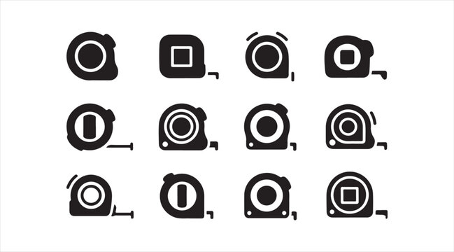 Silhouette set of measuring tools ideal for DIY, workshop, and precision layout design themes