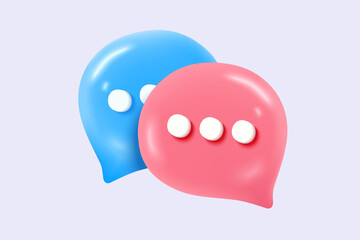 3D speech bubbles symbol sign on social media icon isolated on pastel background. Chat dialogue bubble or user reply sign with social media. 3d speech bubble icon vector render illustration