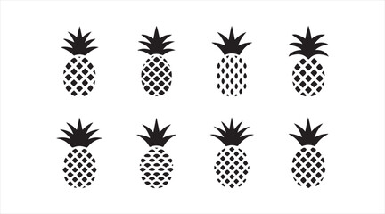 Tropical pineapple icon collection ideal for food, botanical, and decorative illustrations