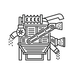Grain processing machine icon, agriculture and food industry equipment