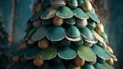 Christmas tree made from egg cartons cut and painted in layers,
