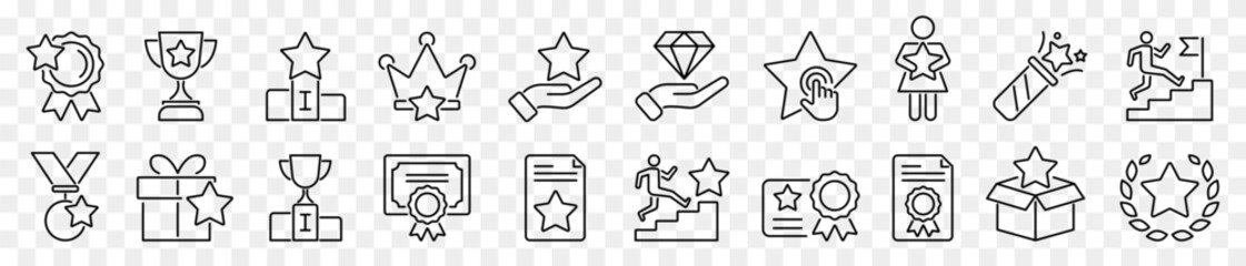 Reward and award line icon set