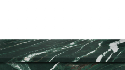 Green marble surface with white veins isolated on a transparent background