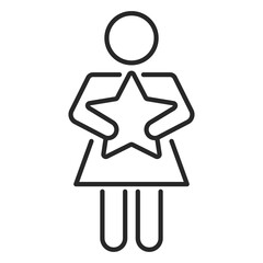 woman hold star line icon