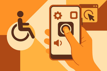 Icon captions bubbles text tech assistive digital vector illustration numbers no style