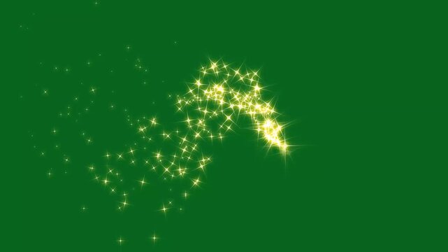 Magic glitter sparkle trail transition, golden glowing starlight glitter sparkle path white twinkling stars line, fast glittering star lines, sparkling starry line effect on green screen. 4k animation
