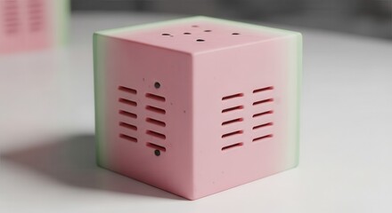 Cube shaped small electronic device features fruit inspired color scheme