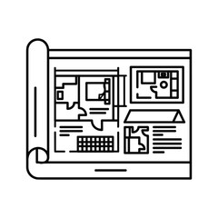 Architectural floor plan blueprint document rolled out design