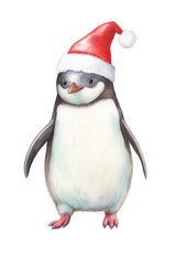 Fototapeta premium Chubby penguin dancing christmas drawing animal.