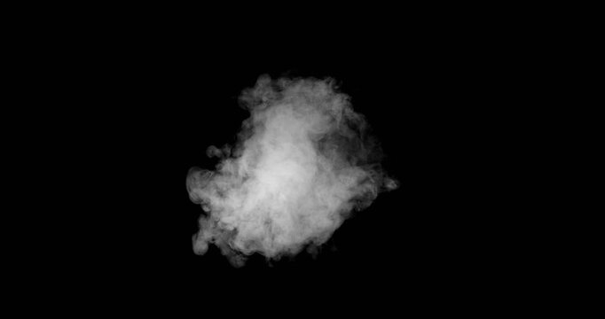 Super Slow Motion of White Rounded Smoke Texture Isolated on Black Background. Filmed on High Speed Cinema Camera, 500fps. VFX element for overlay.