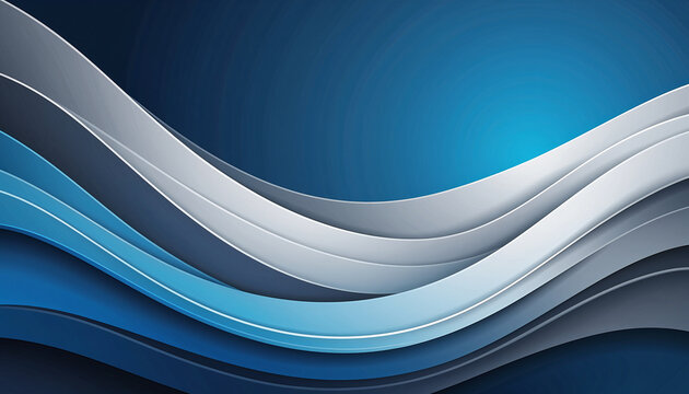 Dynamic blue and gray abstract wave background with flowing lines and smooth gradients