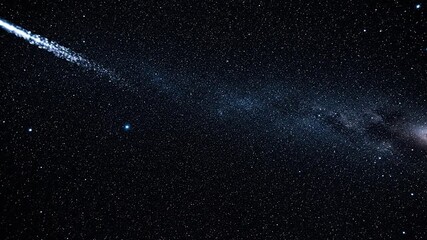 Meteor streaking across a starfilled night sky with the milky way - Powered by Adobe