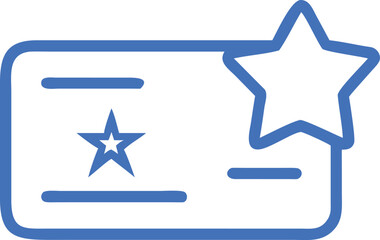 Loyalty card vector icon outline with star on white background