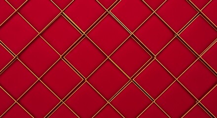 Elegant red background with a sophisticated gold diamond grid pattern, creating a luxurious and festive texture perfect for holiday designs and celebrations