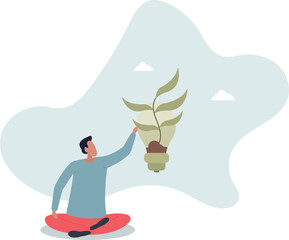 Green electricity concept.characters showing benefits of sustainable economic growth with renewable energy resources.life and employment of people.