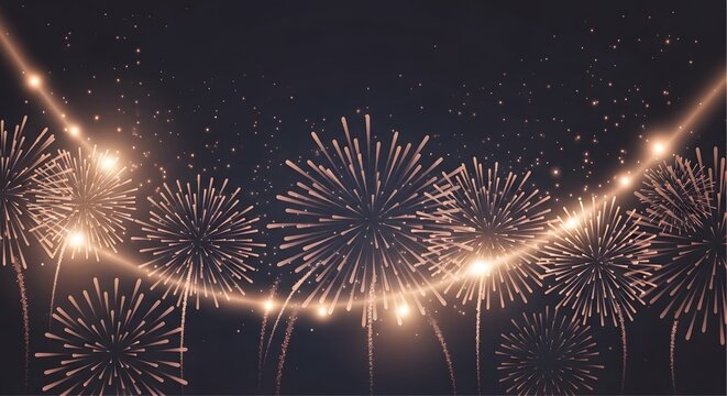 Festive fireworks display illuminating the night sky with golden lights