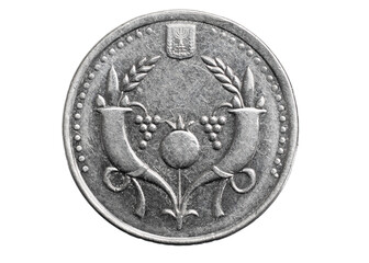 two New Israeli Shekel coin isolated on white background