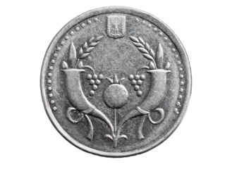 two New Israeli Shekel coin isolated on white background