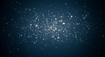 Obraz premium Abstract dark blue background with sparkling glittering particles