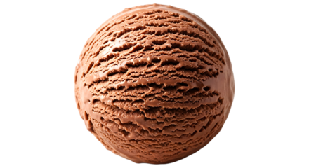 Single scoop of rich chocolate ice cream isolated on background