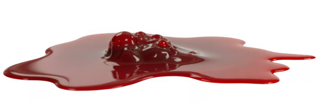 Red liquid splash with droplets and ripples isolated on a transparent background - Powered by Adobe