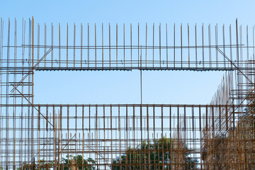 Steel Rebar Structure Framework on construction site