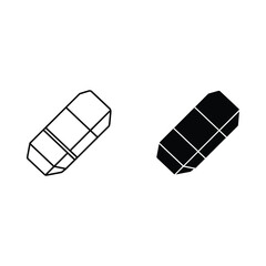 Two erasers one outlined one solid black on white background