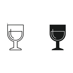 Two stylized icons of a wine glass one outline and one solid black