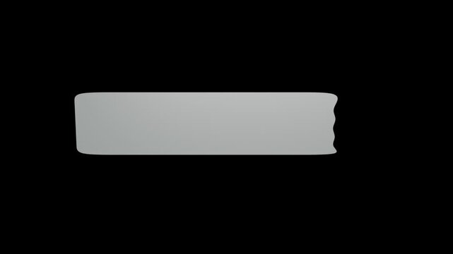 Realistic adhesive tape roll unrolling animation and black and white blank card on transparent background and isolated background