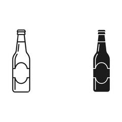 Two contrasting beer bottle icons one outline one solid black