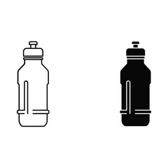 Simple outline and solid silhouette of a sports water bottle