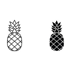 Obraz premium Two stylized pineapples one outline one solid black