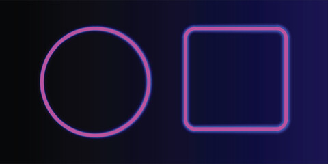 Neon circle and square frames Vector