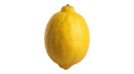 Single bright yellow lemon with textured rind isolated on a transparent background