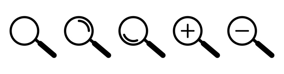 Set of magnifying glass instrument