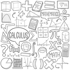 Vector Doodle Collection of Calculus Symbols, Concepts, Functions, and Diagrams