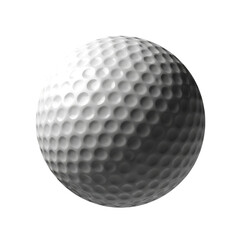 Close up of a white golf ball with dimples on black background