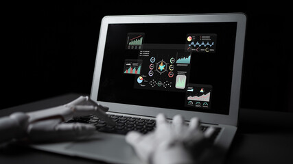 An AI data analytics interface for visualizing business performance metrics. A collection of AI generated charts for strategic reporting and analysis. Motif