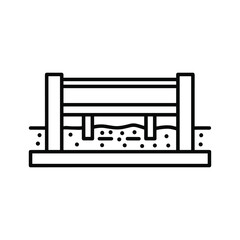 Minimalist line icon depicting a traditional water well structure.