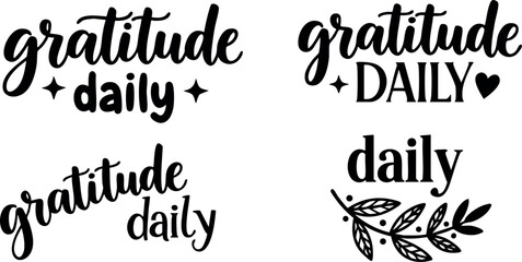 Gratitude daily inspirational calligraphy typography design set
