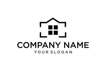 Modern Minimalist House Icon Logo with Viewfinder Framing for Real Estate or Home Services Brand Identity