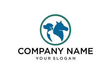 Minimalist Dog Cat Horse Animal Pet Care Veterinary Logo Design