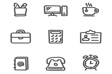 Office and business icon collection for modern digital projects