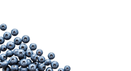 A generous scattering of fresh, plump blueberries, rich in antioxidants and natural sweetness, creating a healthy and vibrant visual, perfectly isolated on transparent background