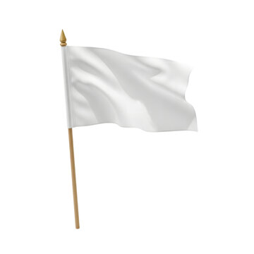 Waving white flag symbolizing surrender or peace on black background