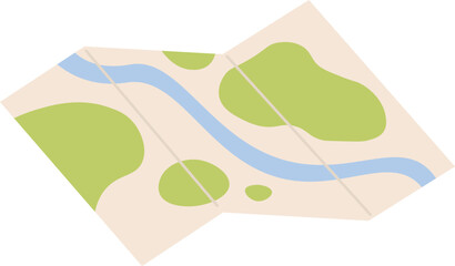 Fototapeta premium A map of a river with green hills and trees