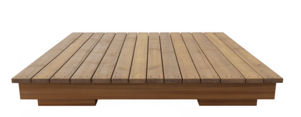 Wooden platform with parallel planks and dark background isolated on a transparent background