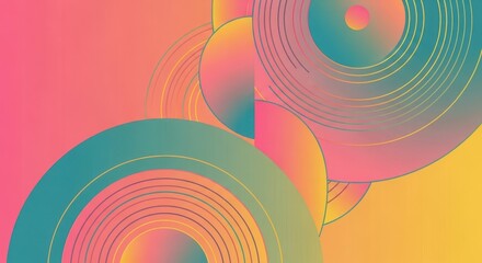 Retro Geometric Abstract with Concentric Circles and Gradient Color Palette background