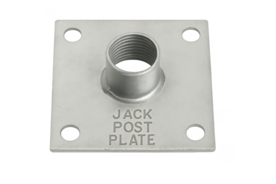Metal jack post plate for construction support with thread